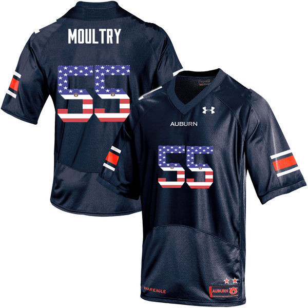 Men #55 T.D. Moultry Auburn Tigers USA Flag Fashion College Football Jerseys-Navy